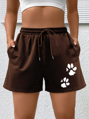 Paw Print High Rise Sports Shorts