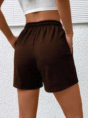 Gingham Heart & Letter Print Sports Shorts with Pockets
