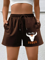 Cow & Letter Print High Rise Shorts