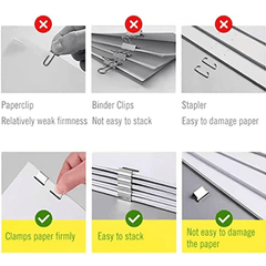 Push Clamp Stapler 50pc Clips Set Handheld Paper Clam Clip Dispenser