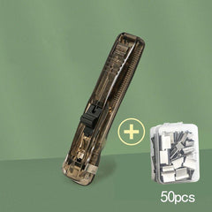 Push Clamp Stapler 50pc Clips Set Handheld Paper Clam Clip Dispenser