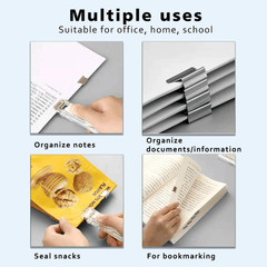 Push Clamp Stapler 50pc Clips Set Handheld Paper Clam Clip Dispenser