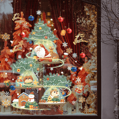 Christmas Decoration Stickers Snowman Wreath Xmas Year Door Wall Party Decor