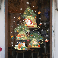 Christmas Decoration Stickers Snowman Wreath Xmas Year Door Wall Party Decor