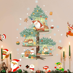 Christmas Decoration Stickers Snowman Wreath Xmas Year Door Wall Party Decor