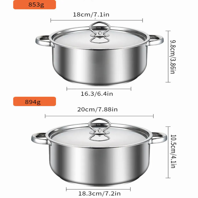 Stainless Steel Cookware Set with Lids and Shovel