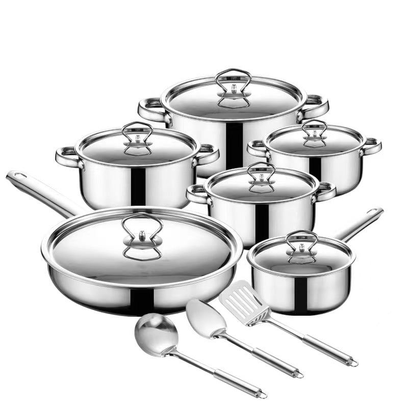 Stainless Steel Cookware Set with Lids and Shovel