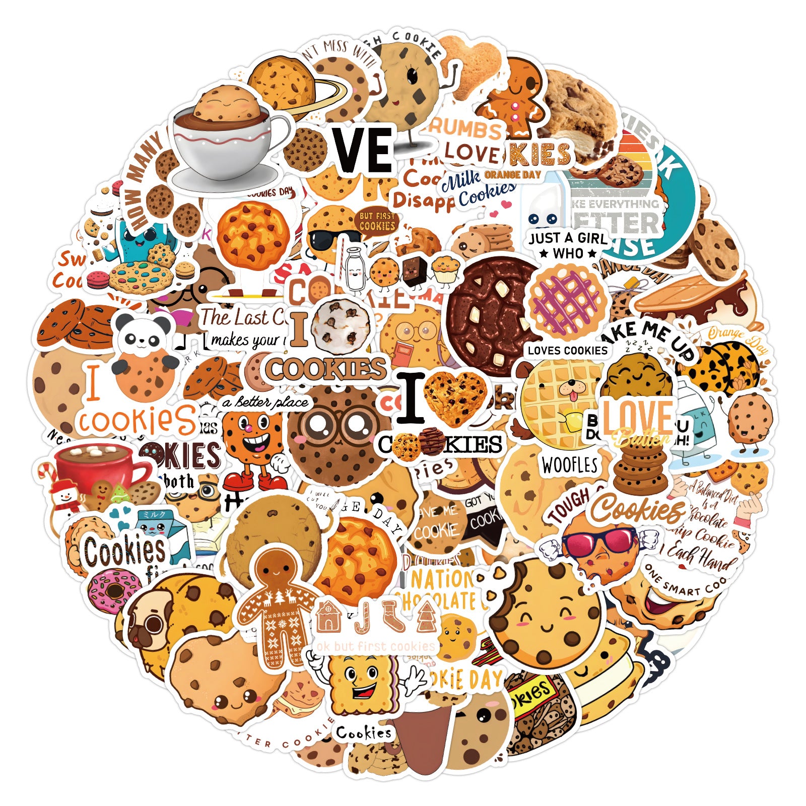 120pcs Cookies Stickers Pack Vinyl Waterproof Stickers