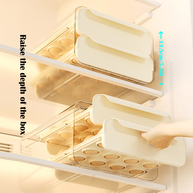 Egg Storage Box 32 Compartment Drawer Refrigerator Stackable Egg Tray