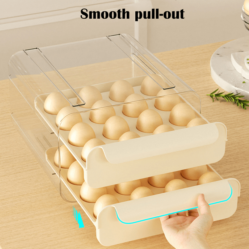 Egg Storage Box 32 Compartment Drawer Refrigerator Stackable Egg Tray