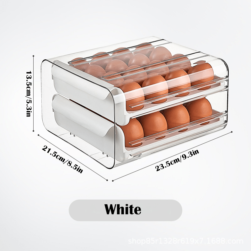 Egg Storage Box 32 Compartment Drawer Refrigerator Stackable Egg Tray