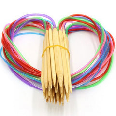 18pcs Multicolor Bamboo Circular Knitting Needles Crochet Hooks Set