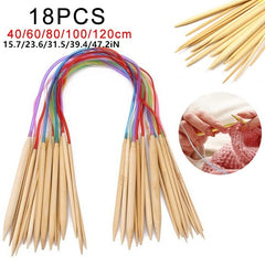 18pcs Multicolor Bamboo Circular Knitting Needles Crochet Hooks Set