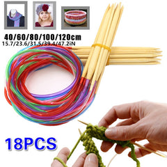 18pcs Multicolor Bamboo Circular Knitting Needles Crochet Hooks Set