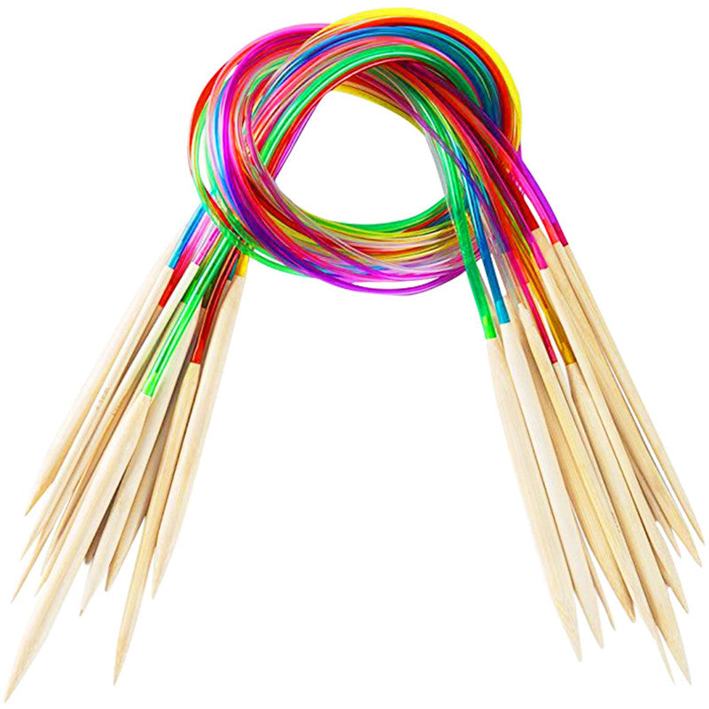 18pcs Multicolor Bamboo Circular Knitting Needles Crochet Hooks Set