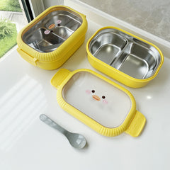 Yellow Duck Stainless Steel Lunch Box with 2 Compartments