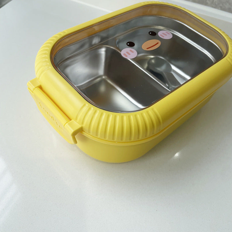 Yellow Duck Stainless Steel Lunch Box with 2 Compartments