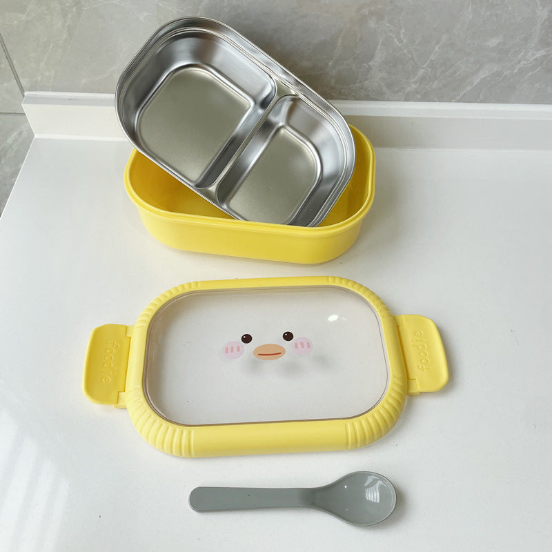 Yellow Duck Stainless Steel Lunch Box with 2 Compartments