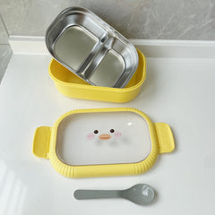 Yellow Duck Stainless Steel Lunch Box with 2 Compartments
