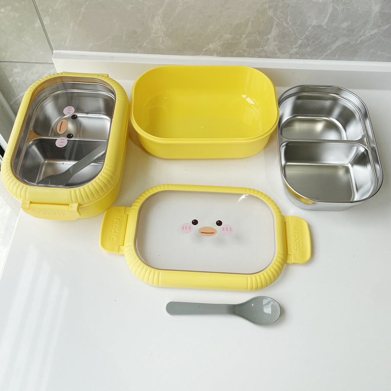 Yellow Duck Stainless Steel Lunch Box with 2 Compartments