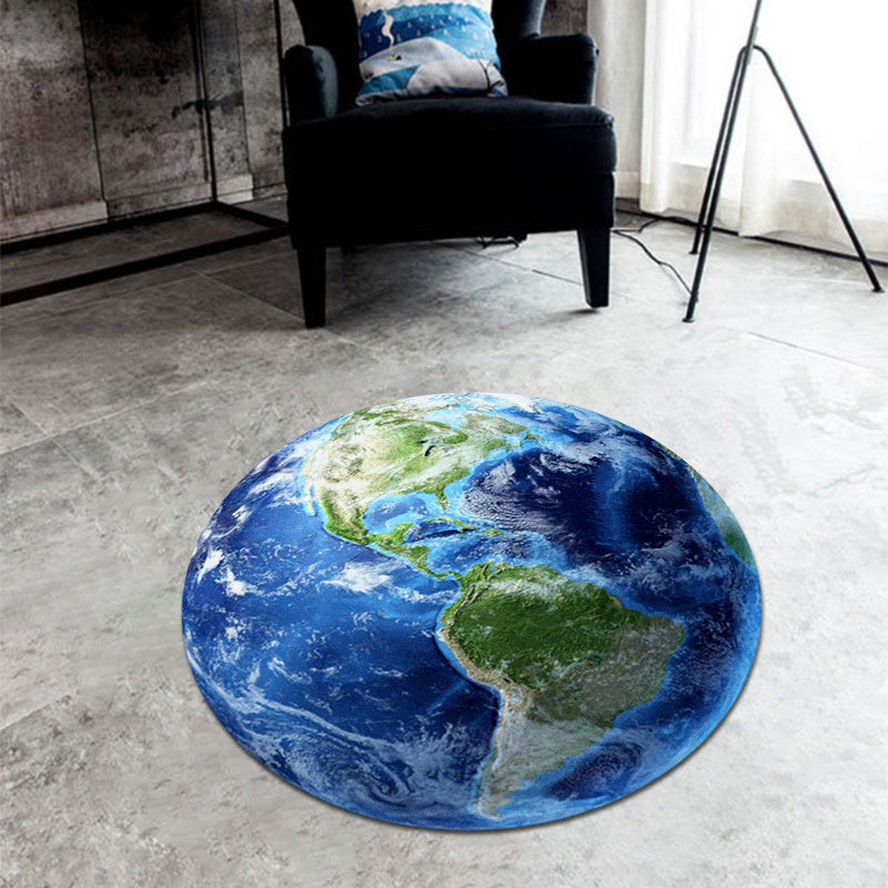 Thickened Faux Cashmere Rug Earth Shaped Round Rug