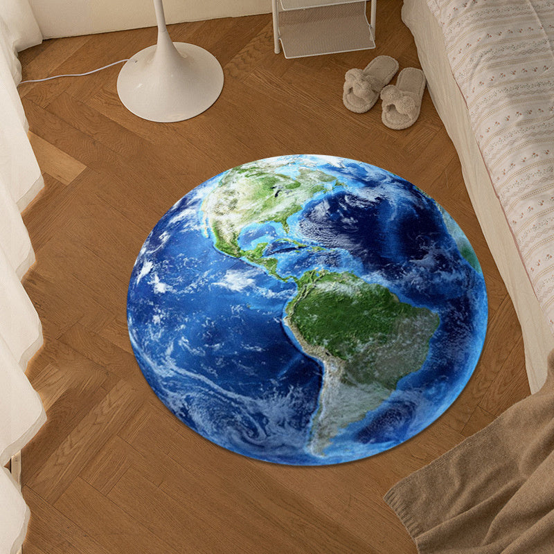 Thickened Faux Cashmere Rug Earth Shaped Round Rug