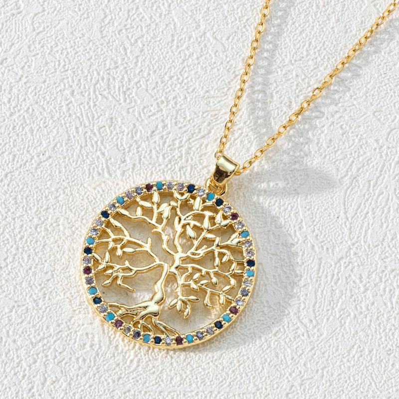 Girl's Zircon Tree Of Life Necklace Jewelry Gift for Her