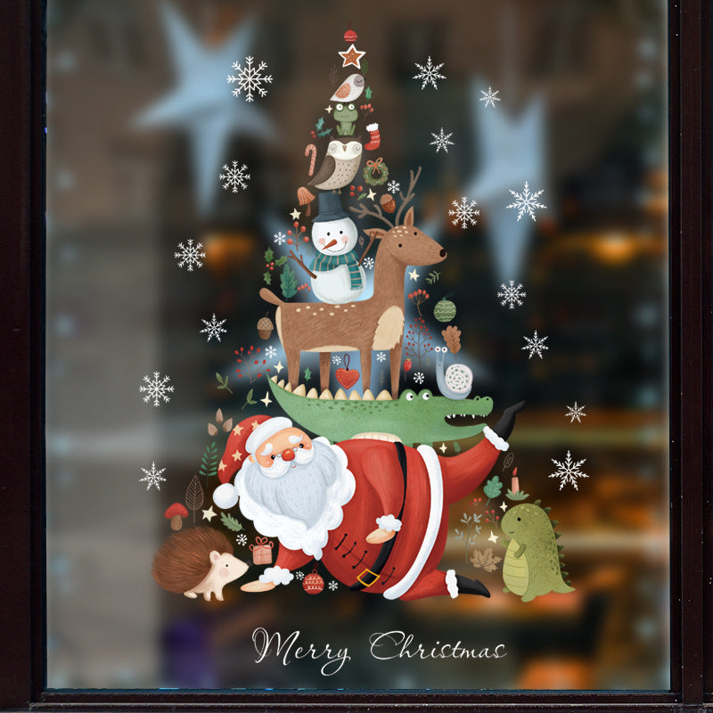 Christmas Window Stickers Snowflake Santa Wall Decal