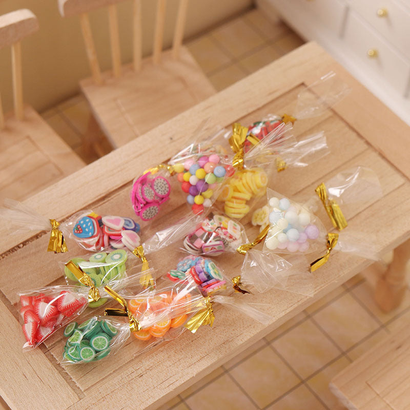 5pcs Mini Fruit Cake Foam Candy Bag for 1:6 Doll House Decoration