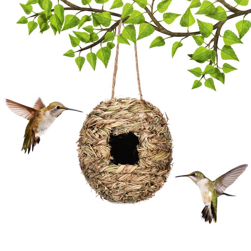 Hand Woven Humming Bird House Outdoor Hanging Birdhouse Nest Garden Yard Lawn