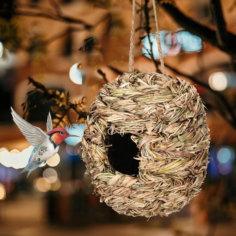 Hand Woven Humming Bird House Outdoor Hanging Birdhouse Nest Garden Yard Lawn