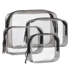 4PCS Transparent PVC Storage Bag Beauty Case Toiletry Bag Zipper Pouch