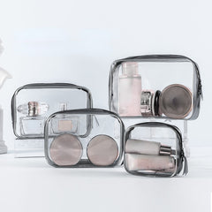 4PCS Transparent PVC Storage Bag Beauty Case Toiletry Bag Zipper Pouch