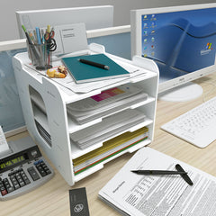 1pc Layer Desktop Folder Storage Box Horizontal Office File Rack