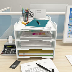 1pc Layer Desktop Folder Storage Box Horizontal Office File Rack