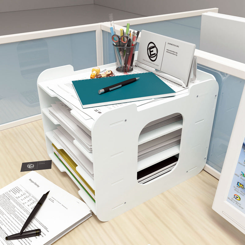 1pc Layer Desktop Folder Storage Box Horizontal Office File Rack