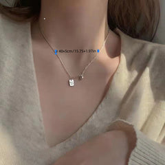 Lucky Square Card Pendant Necklace Goodluck Pendant Clavicle Chain