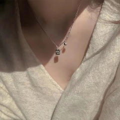 Lucky Square Card Pendant Necklace Goodluck Pendant Clavicle Chain