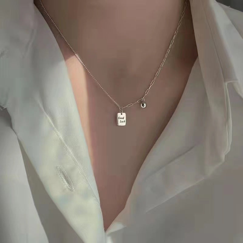 Lucky Square Card Pendant Necklace Goodluck Pendant Clavicle Chain