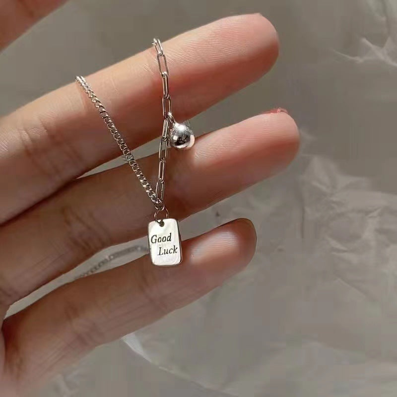 Lucky Square Card Pendant Necklace Goodluck Pendant Clavicle Chain