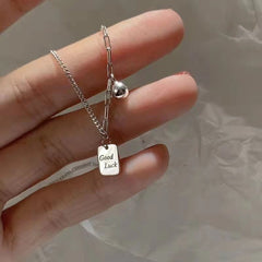 Lucky Square Card Pendant Necklace Goodluck Pendant Clavicle Chain
