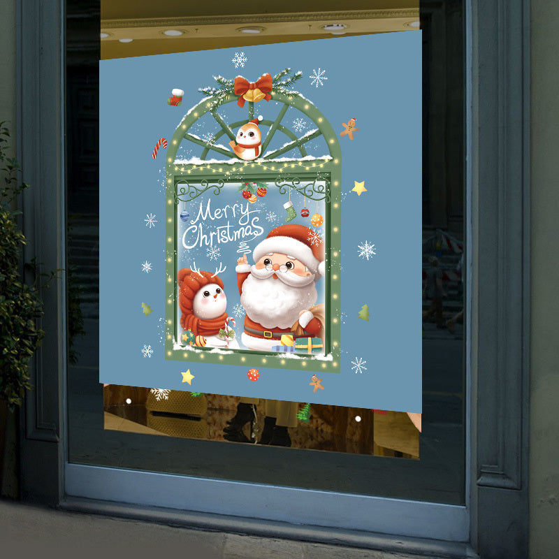 Christmas Window Wall Decal Snowflake Candy Old Man Gift PVC Wall Decal