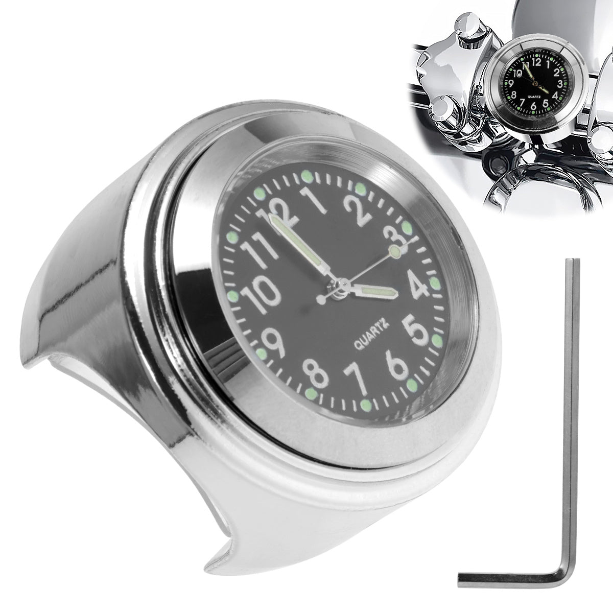 Waterproof Motorcycle Handlebar Watch Aluminum Clock Universal 17 78 20 32 Cm