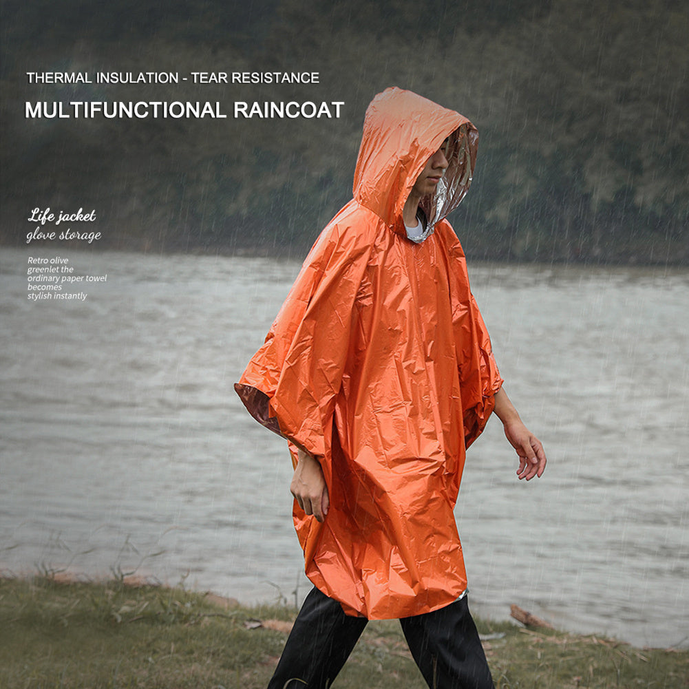 Waterproof Hooded Rain Poncho Raincoat for Outdoor Hiking Cycling