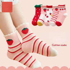 5 Pairs Cartoon Pattern Kids Socks for Autumn Winter