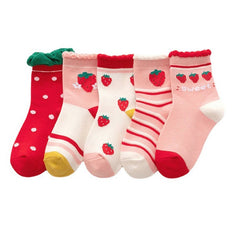 5 Pairs Cartoon Pattern Kids Socks for Autumn Winter