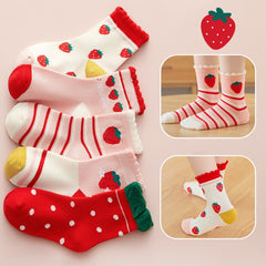 5 Pairs Cartoon Pattern Kids Socks for Autumn Winter