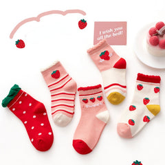 5 Pairs Cartoon Pattern Kids Socks for Autumn Winter