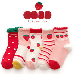 5 Pairs Cartoon Pattern Kids Socks for Autumn Winter