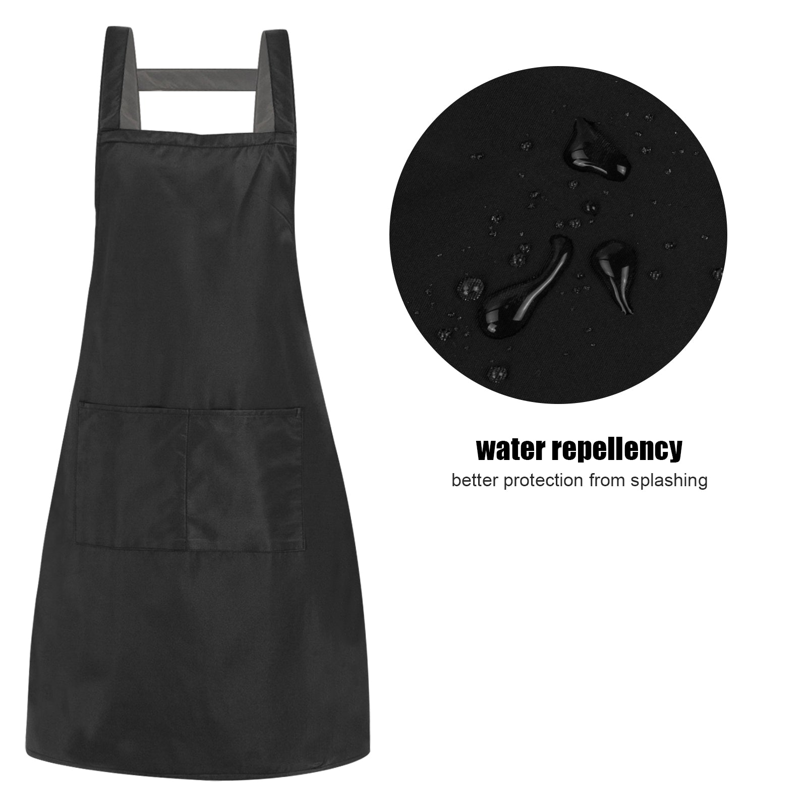 2pcs Cotton Cooking Apron Waterproof with Pockets for Men Women Chefs Kitchen